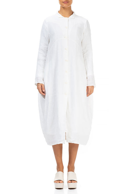 Balloon White Gauze Linen Jacket Dress 1