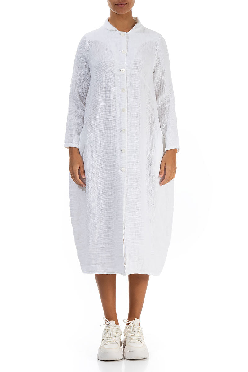 Balloon White Textured Linen Jacket Dress 1