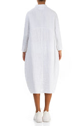 Balloon White Textured Linen Jacket Dress 2