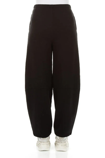 Barrel Leg Black Cashmere Cotton Trousers 3