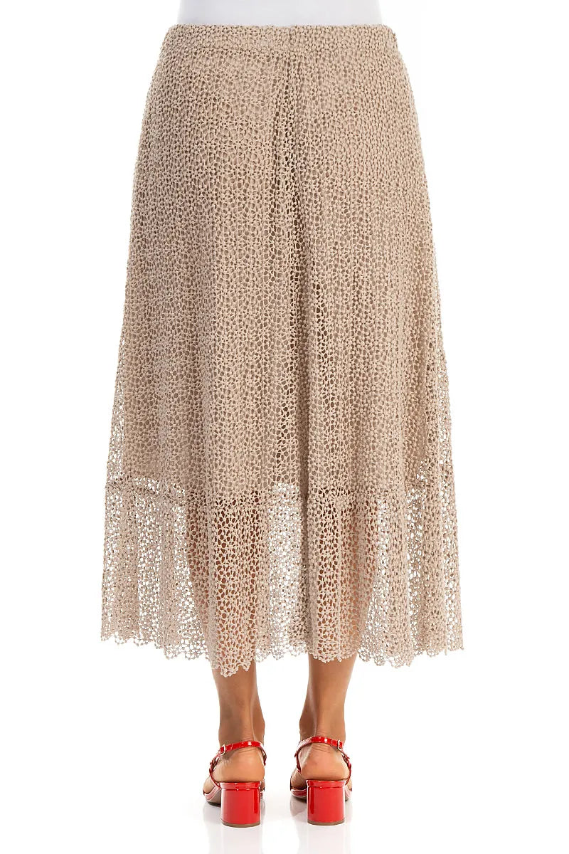 Beige Broderie Cotton Skirt 2