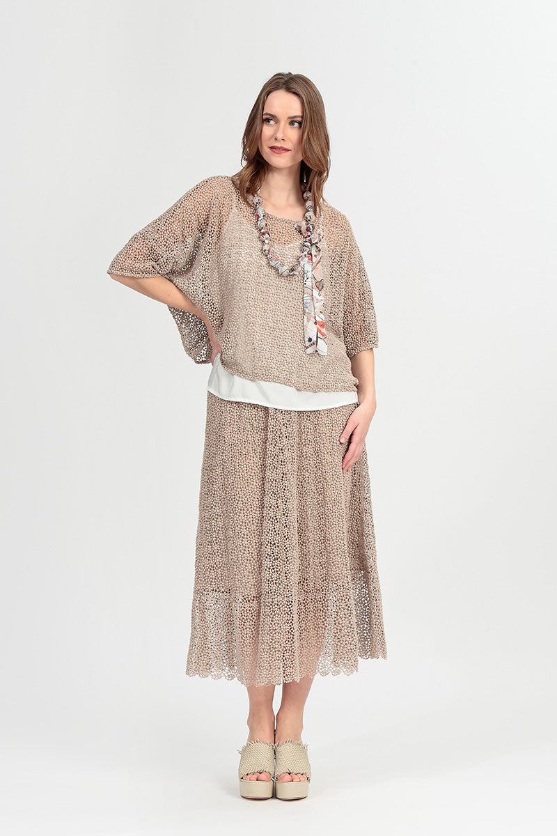 Beige Broderie Cotton Skirt 8
