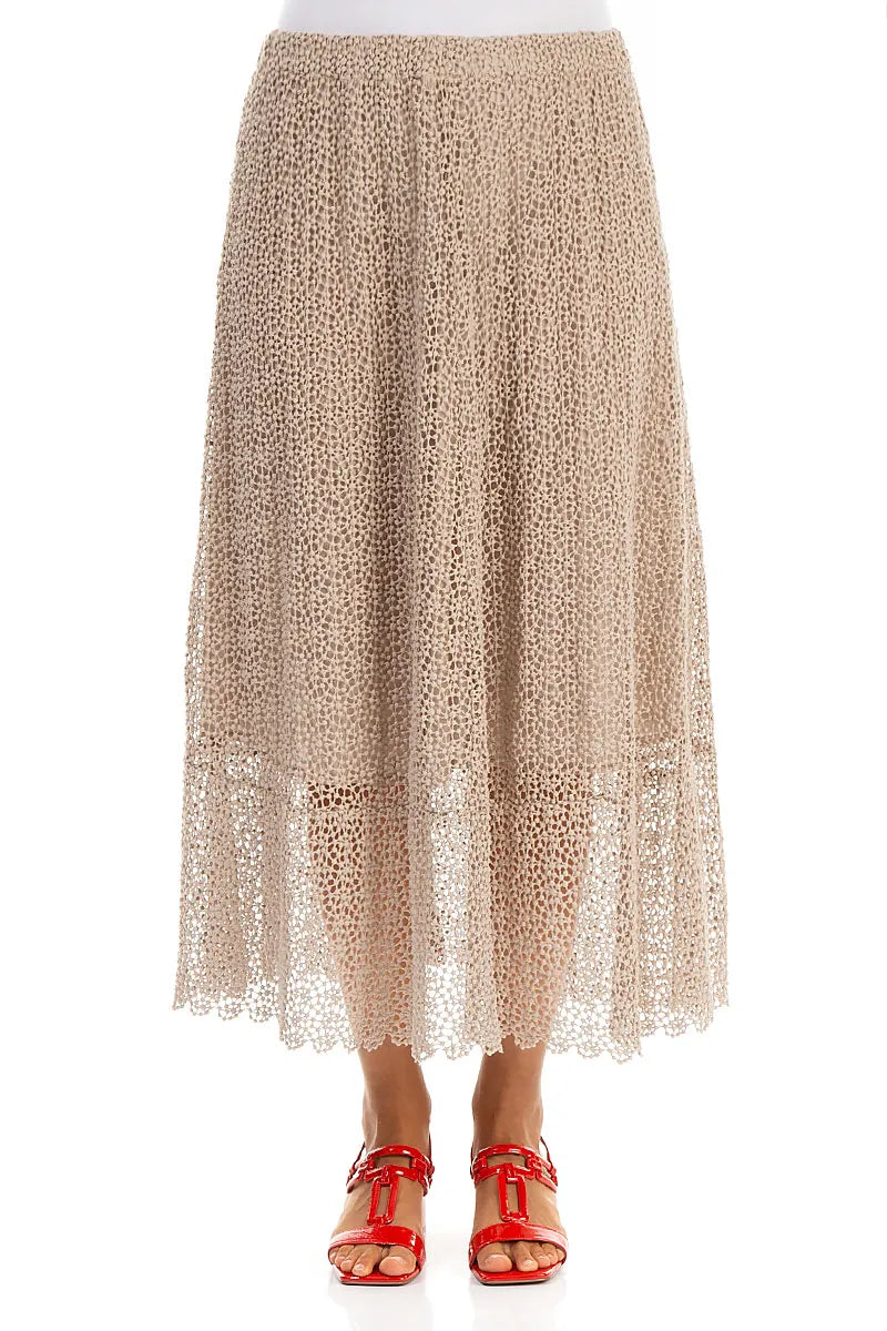 Beige Broderie Cotton Skirt 1