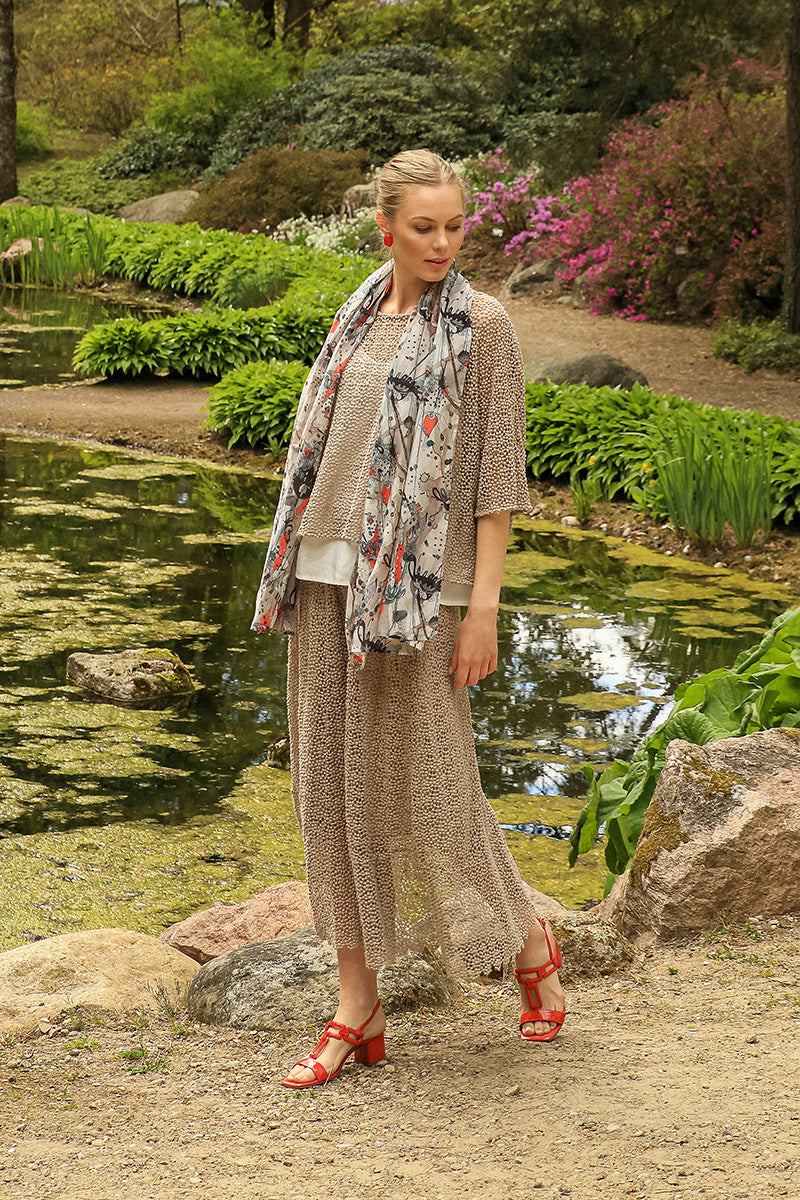 Beige Broderie Cotton Skirt 7