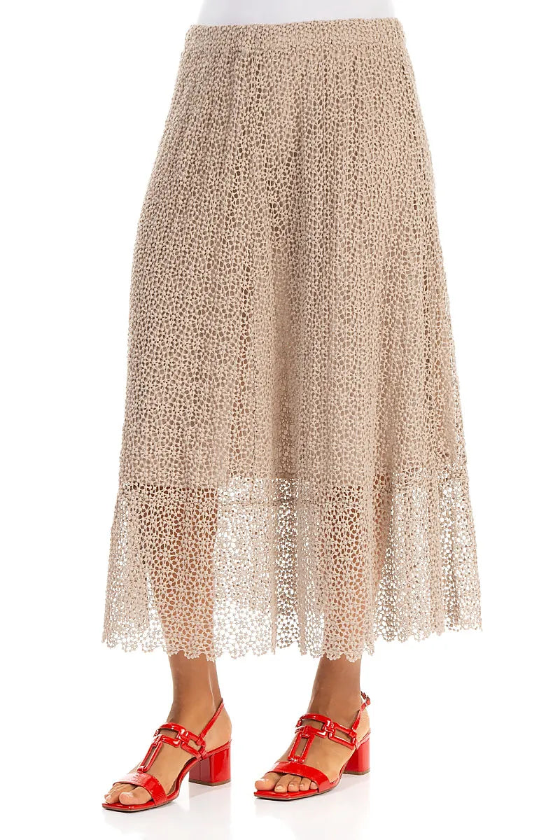 Beige Broderie Cotton Skirt 3