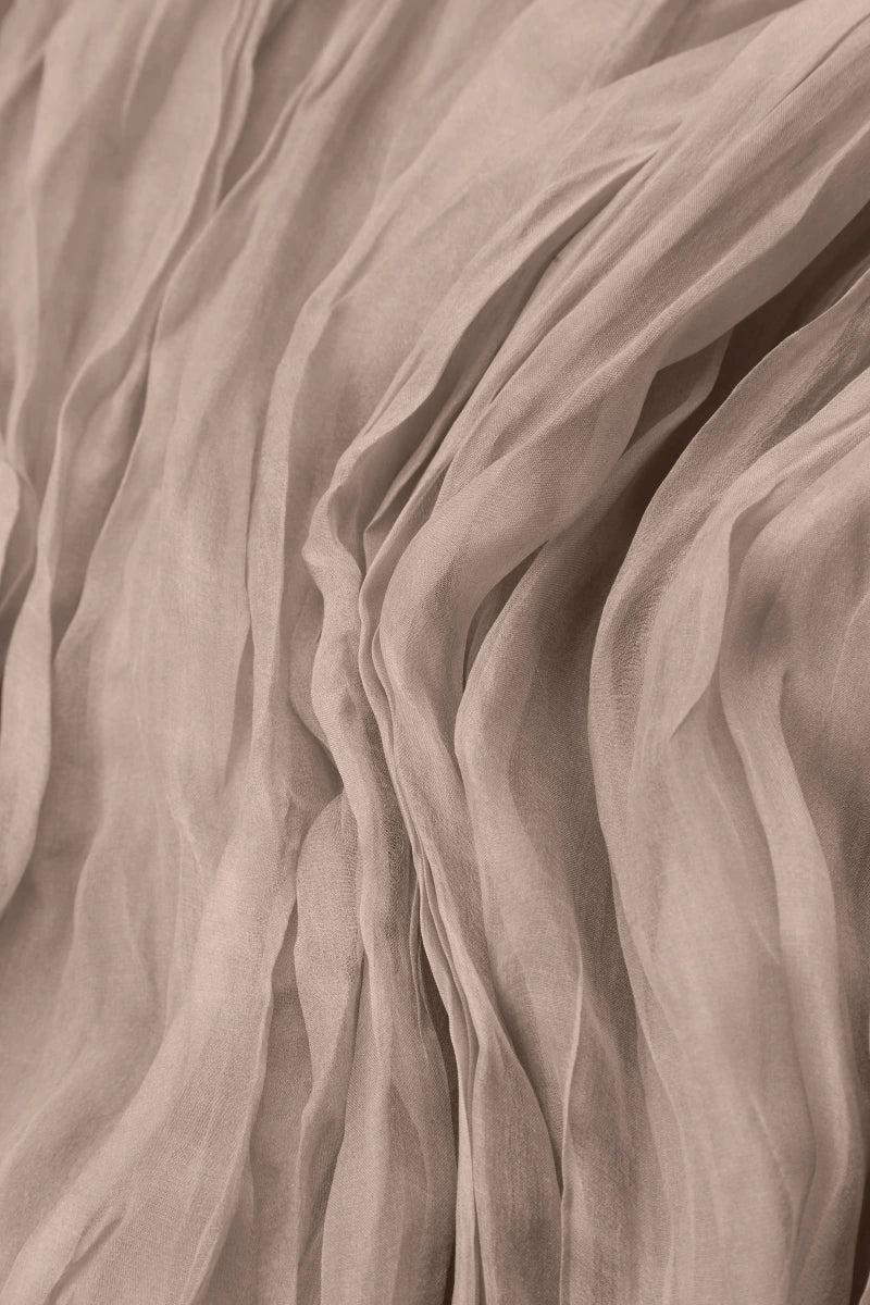 Beige Crumpled Silk Chiffon Dress 5