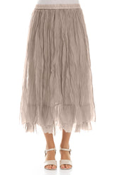 Beige Crumpled Silk Chiffon Skirt 1