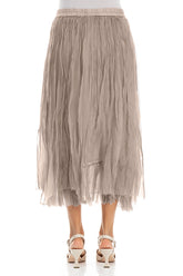 Beige Crumpled Silk Chiffon Skirt 2