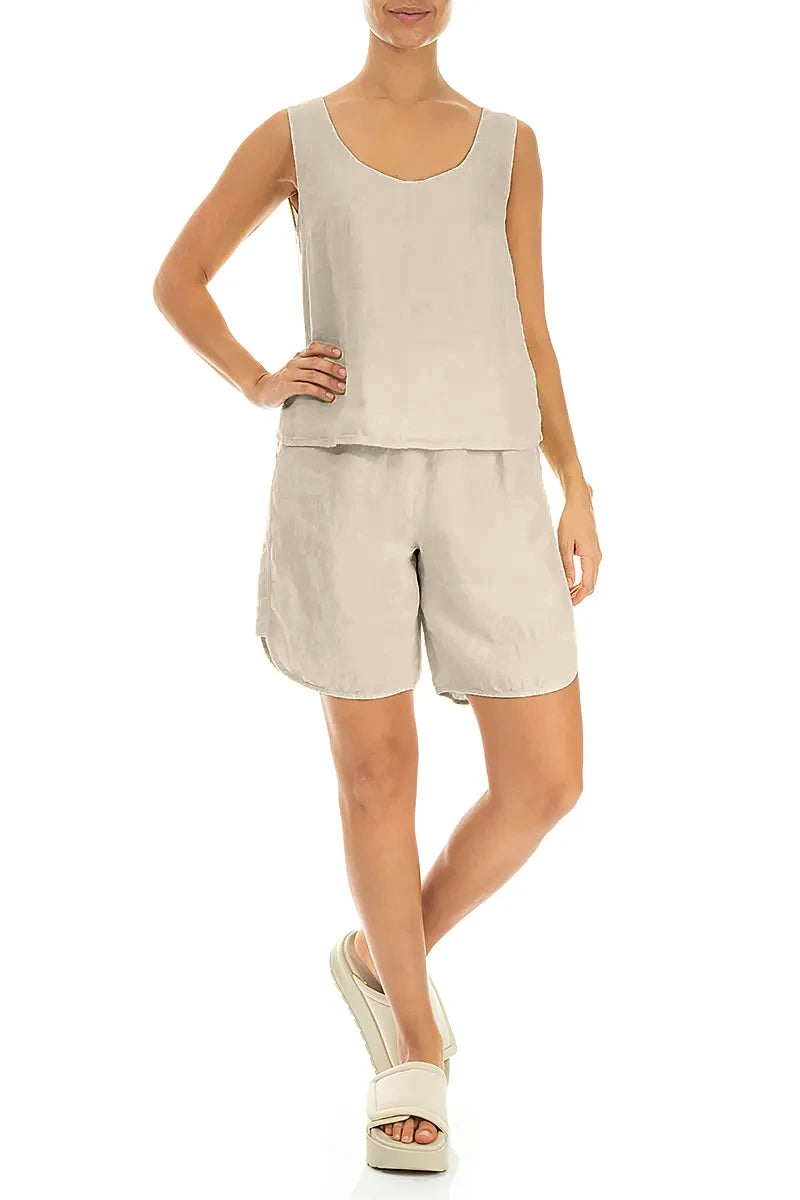 Beige Gauze Linen Top