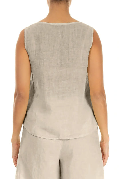 Beige Gauze Linen Top