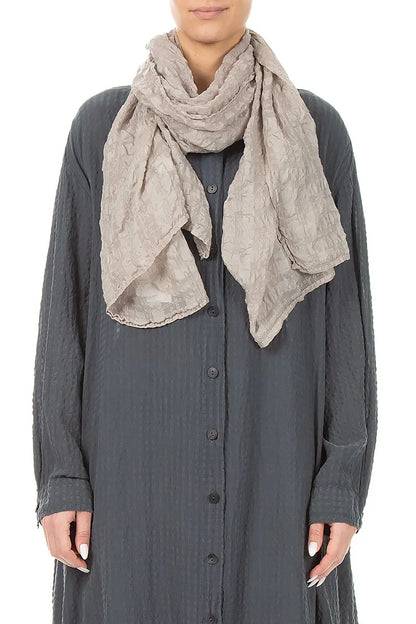 Écharpe en soie texturée beige clair