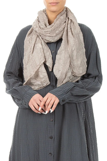 Écharpe en soie texturée beige clair