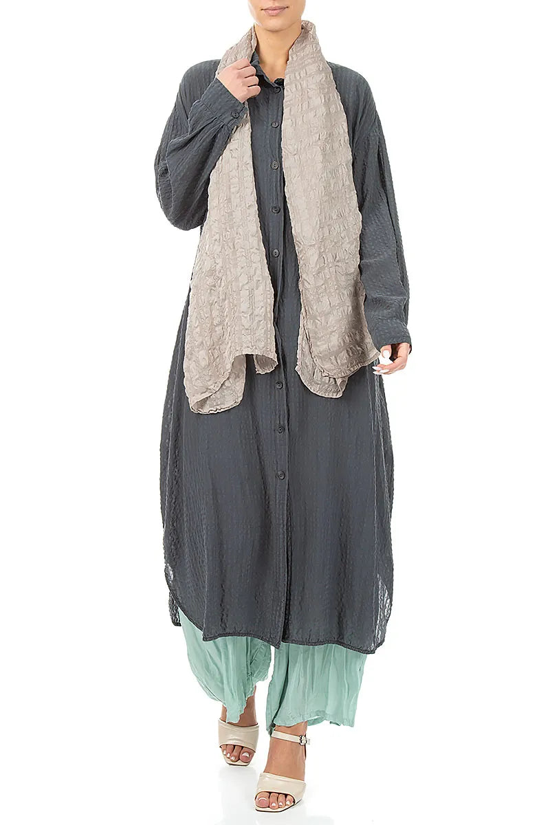 Écharpe en soie texturée beige clair