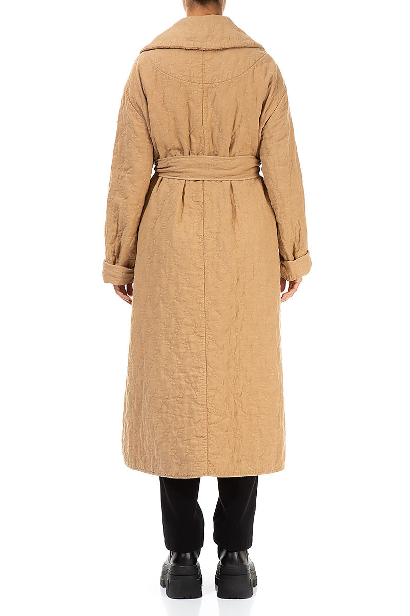 Beige Quilted Silk Trench Coat