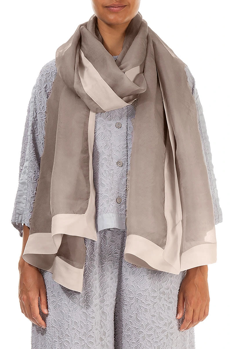 Beige Silk Chiffon Scarf 1