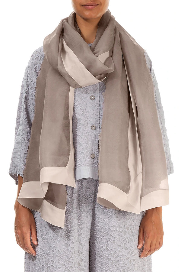 Beige Silk Chiffon Scarf 1
