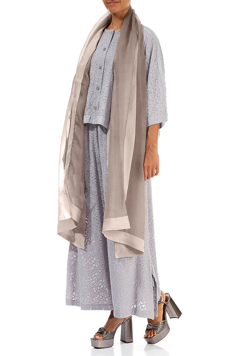 Beige Silk Chiffon Scarf 2