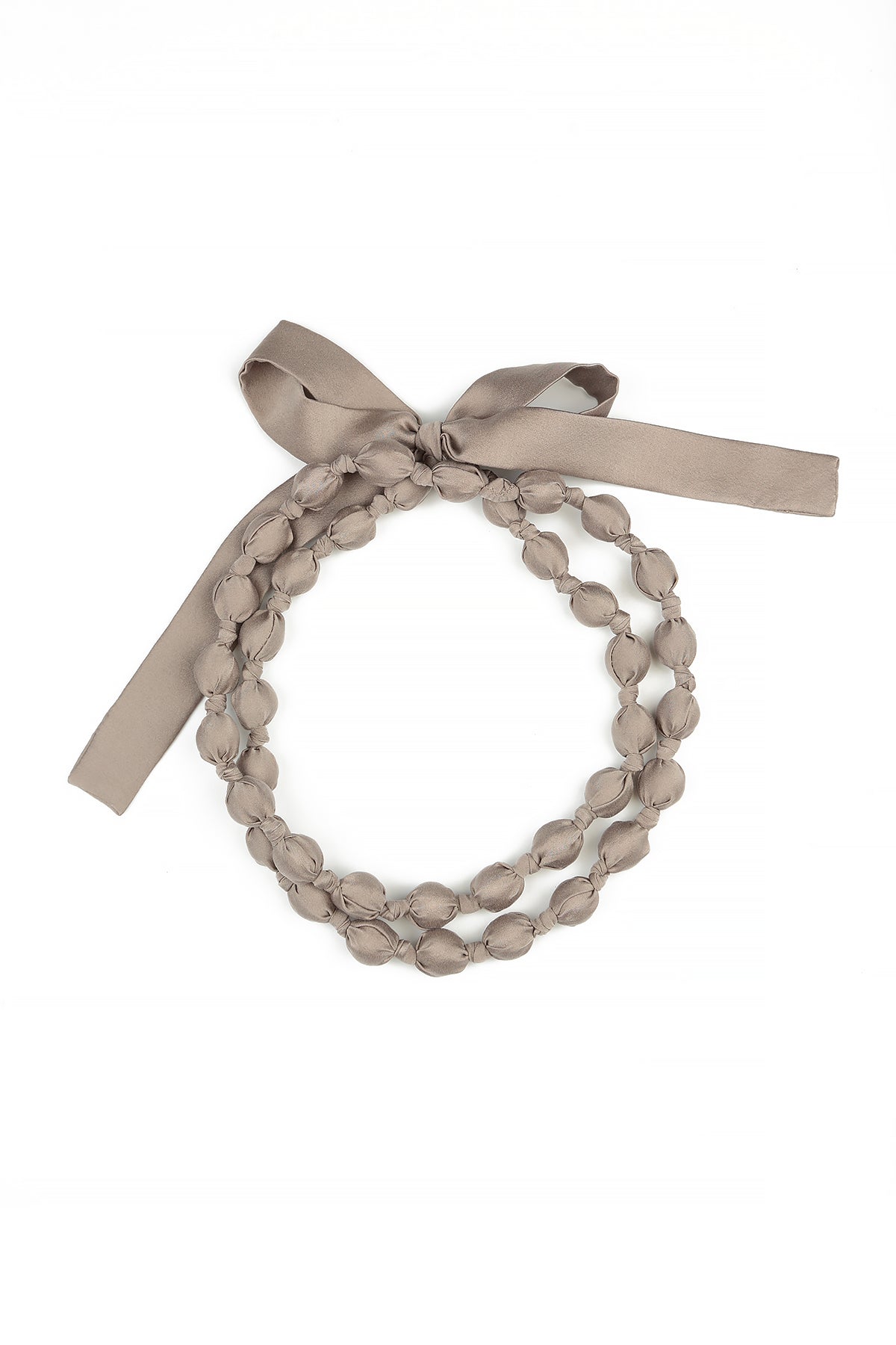 Beige Silk Fine Bead Necklace 4