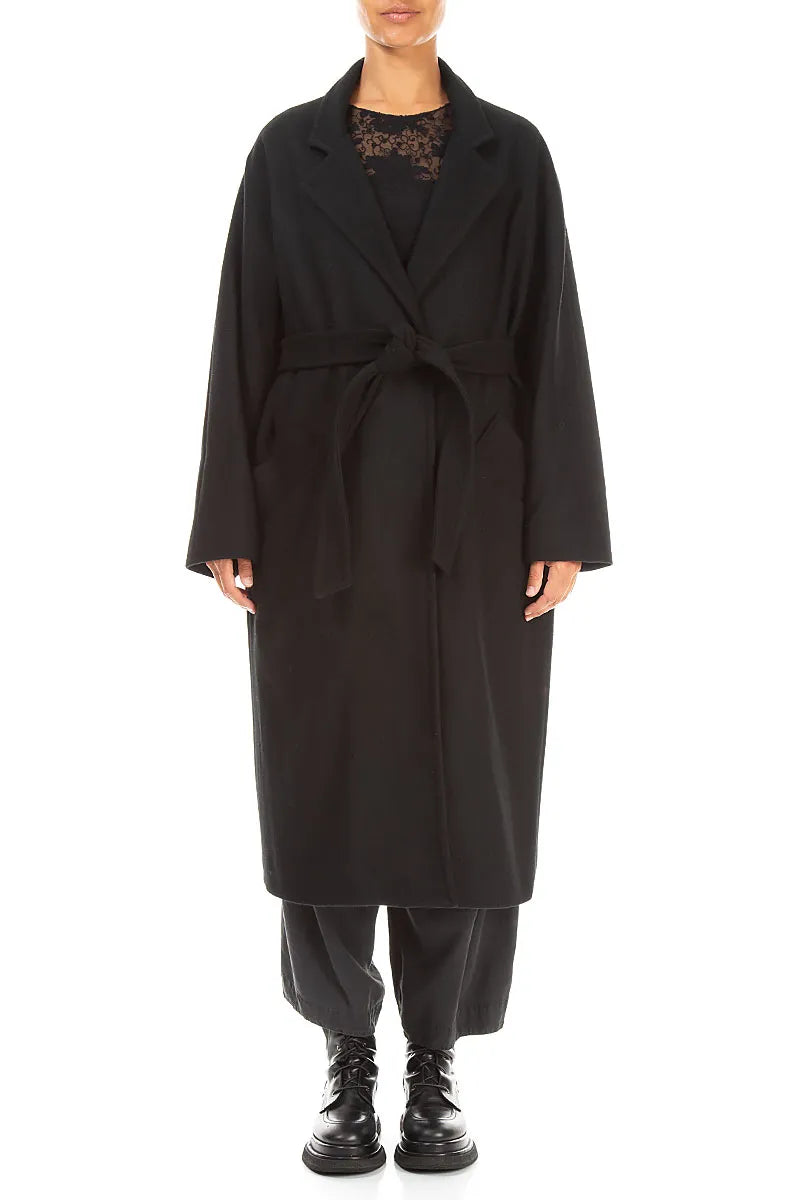 Belted Black Wool Coat 2