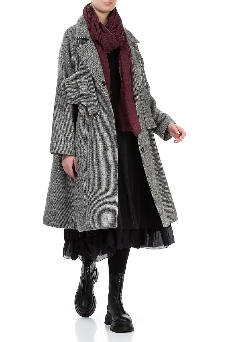 Belted Grey Wool Coat