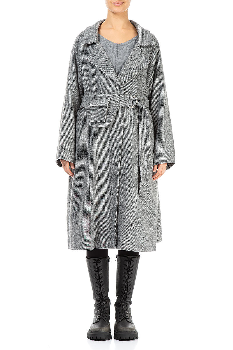 Belted Grey Wool Coat