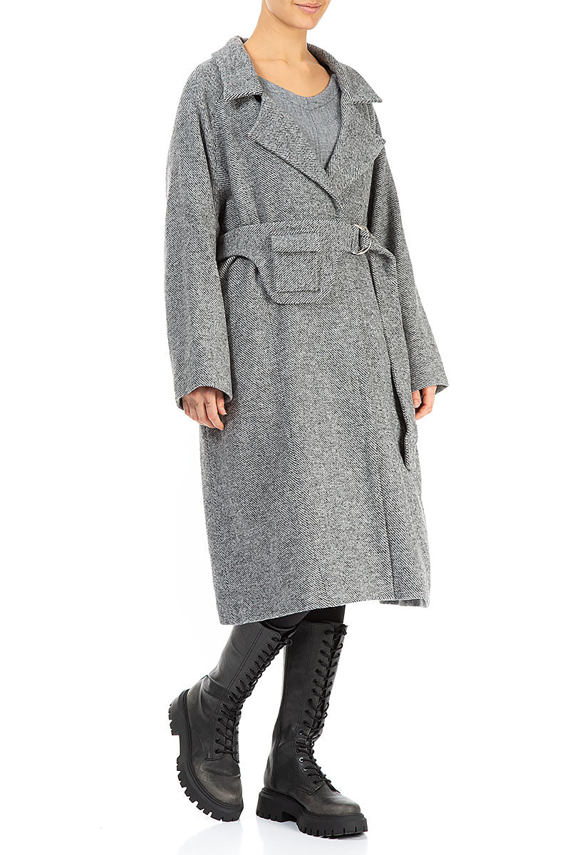 Belted Grey Wool Coat