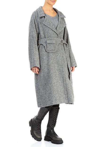 Belted Grey Wool Coat