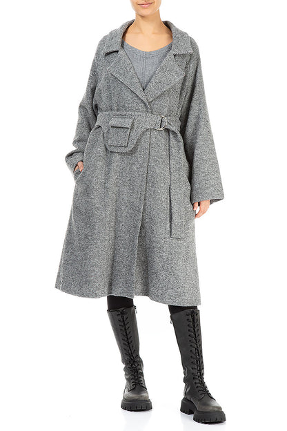 Belted Grey Wool Coat