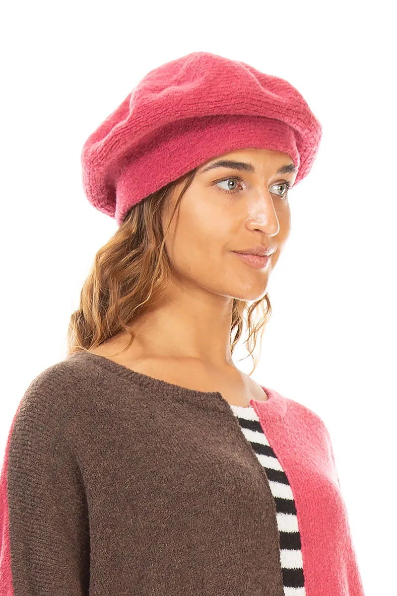 Berry Rose Knitted Wool Beret 3