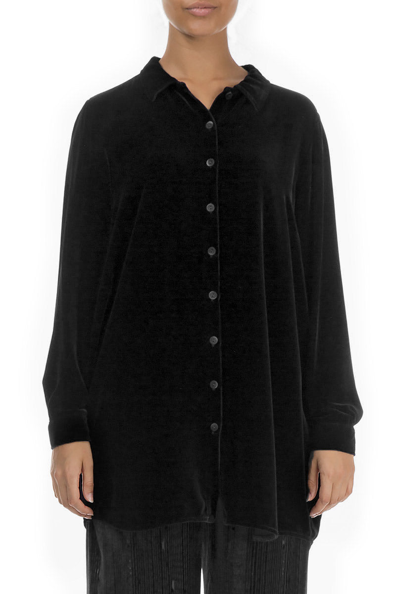 Black Silk Velvet Shirt