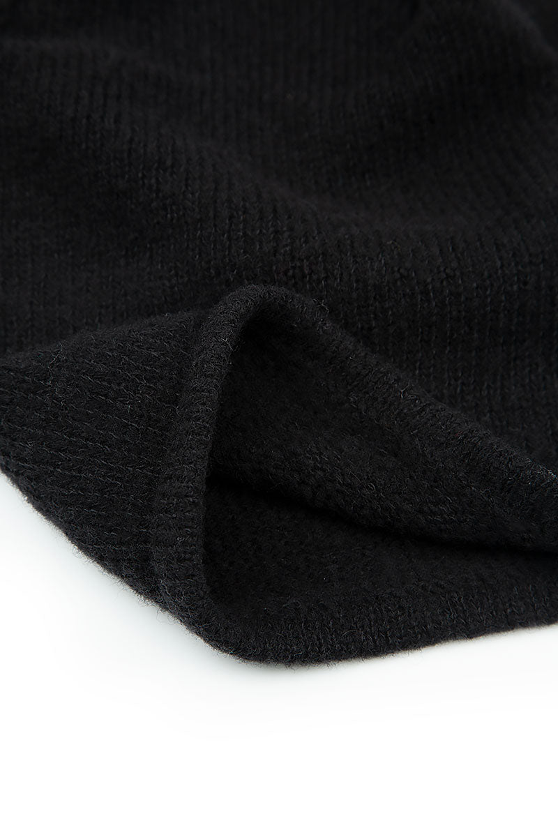 Black Wool Beanie Hat