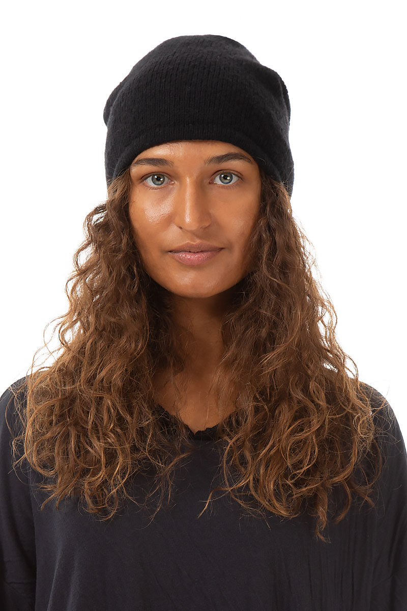 Black Wool Beanie Hat