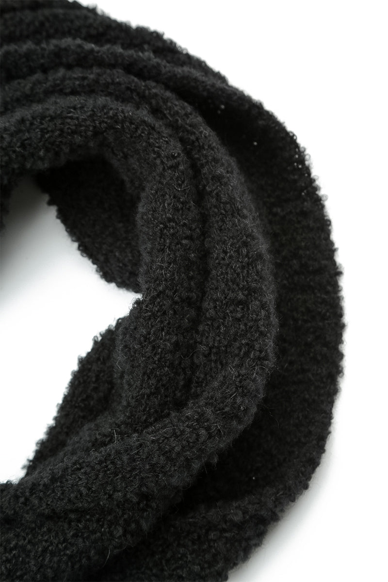 Black Alpaca Wool Infinity Scarf