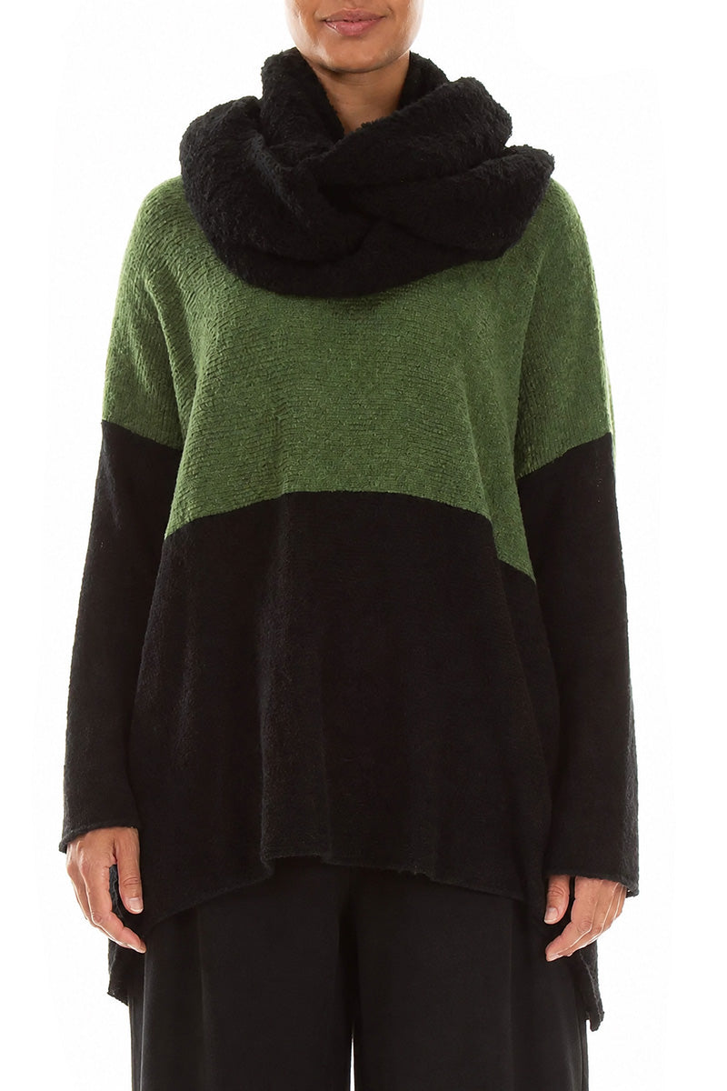 Black Alpaca Wool Infinity Scarf