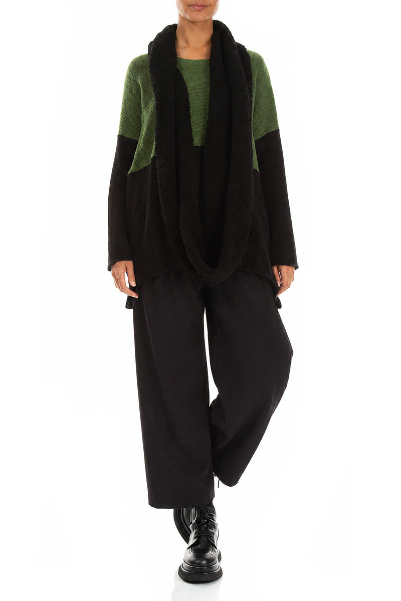Black Alpaca Wool Infinity Scarf