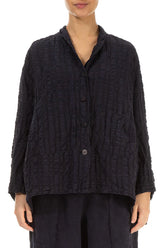 Black Checkered Linen Cotton Jacket 1