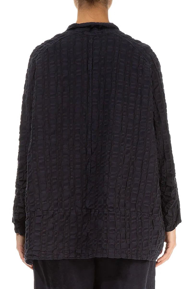 Black Checkered Linen Cotton Jacket 2