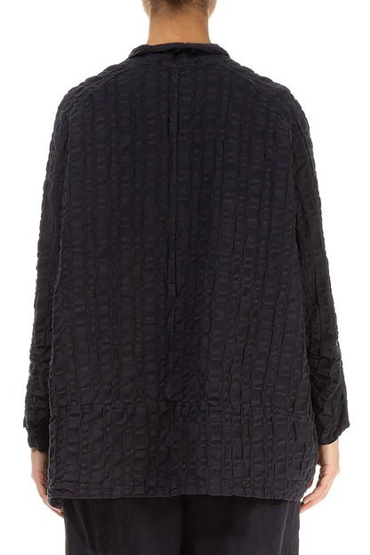 Black Checkered Linen Cotton Jacket 2