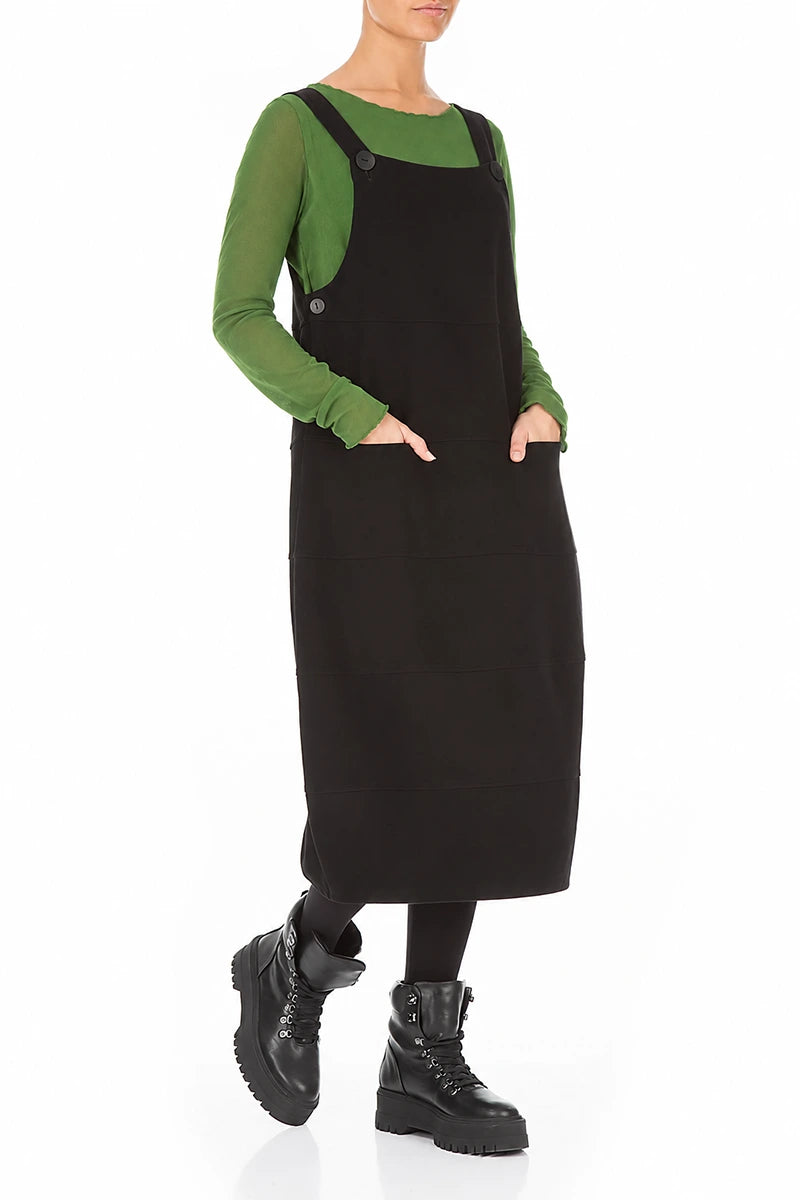 Robe salopette ballon en jersey de coton noir