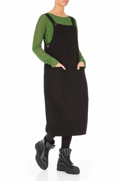 Robe salopette ballon en jersey de coton noir