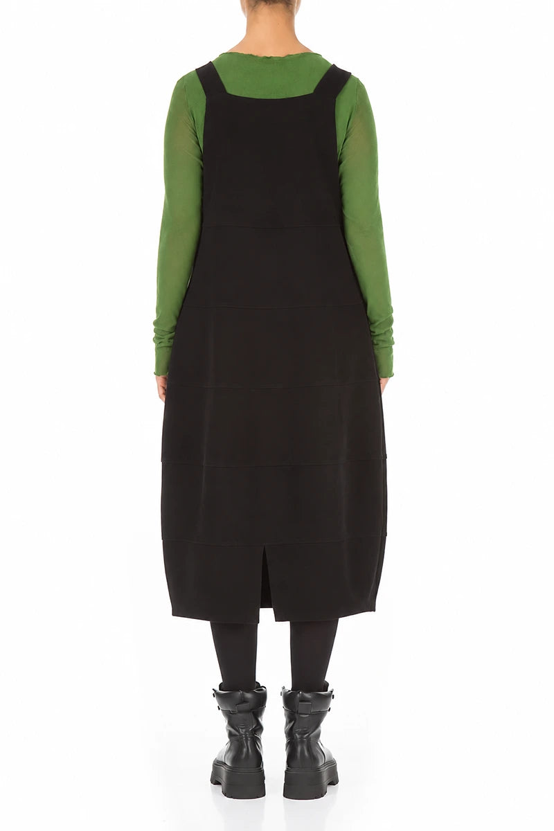 Robe salopette ballon en jersey de coton noir