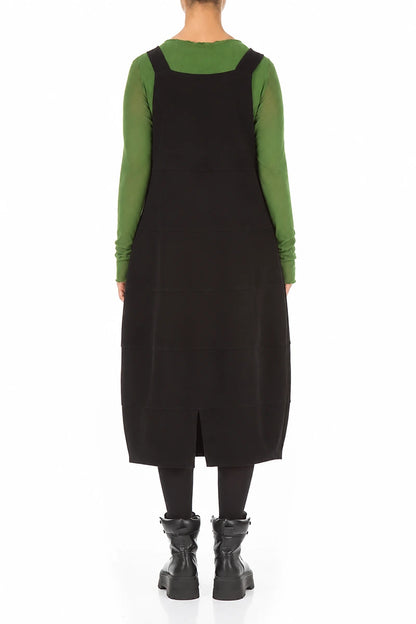 Robe salopette ballon en jersey de coton noir