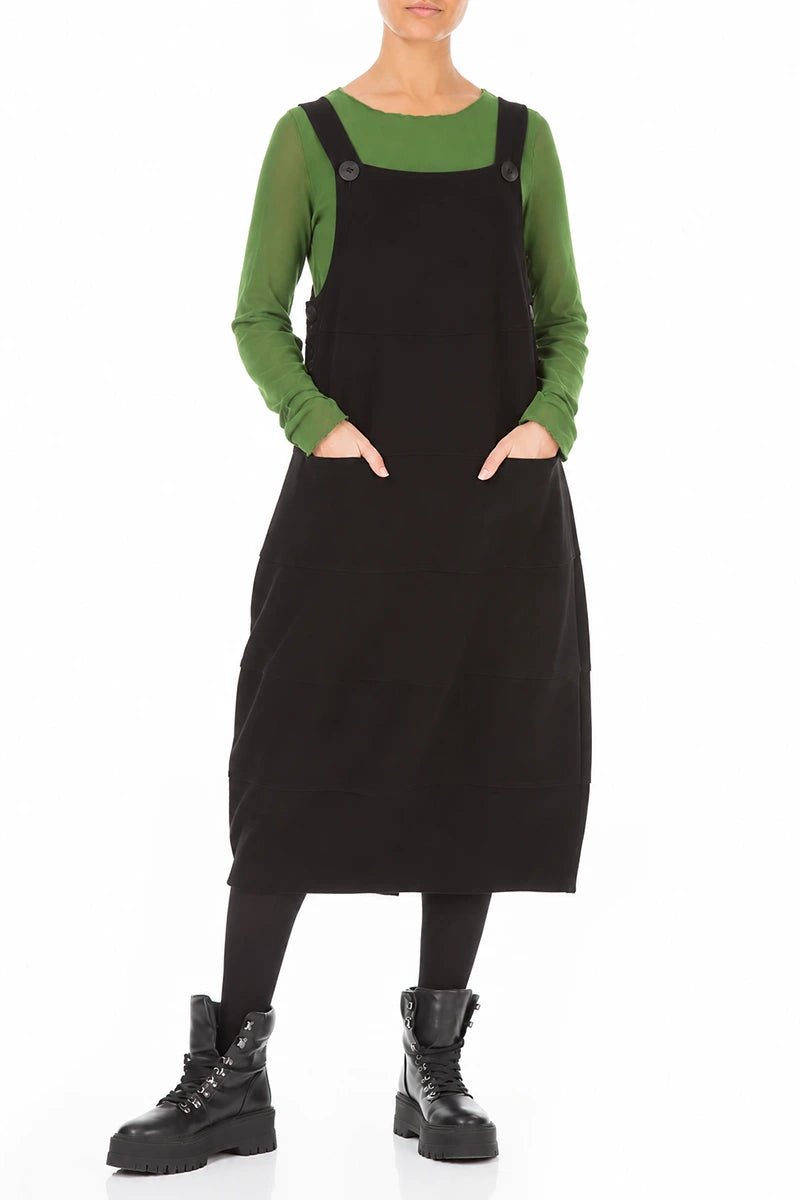 Robe salopette ballon en jersey de coton noir