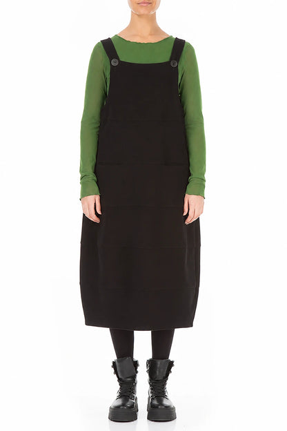 Robe salopette ballon en jersey de coton noir