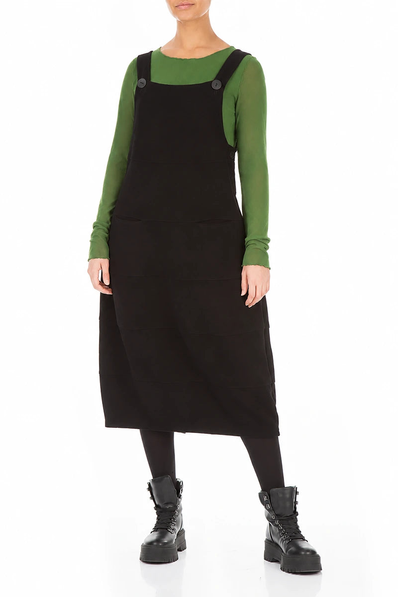 Robe salopette ballon en jersey de coton noir
