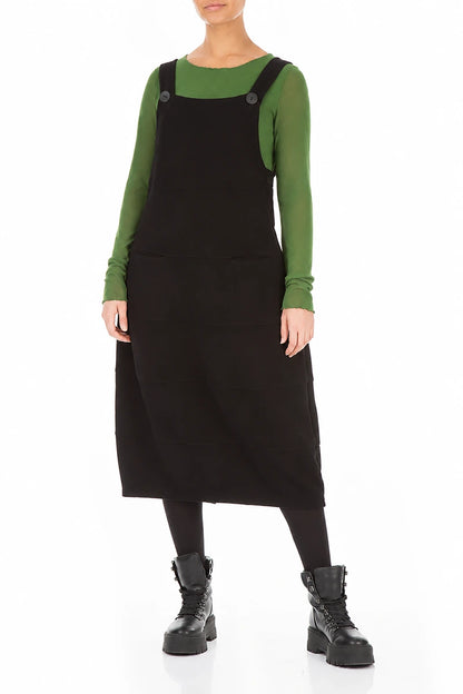 Robe salopette ballon en jersey de coton noir