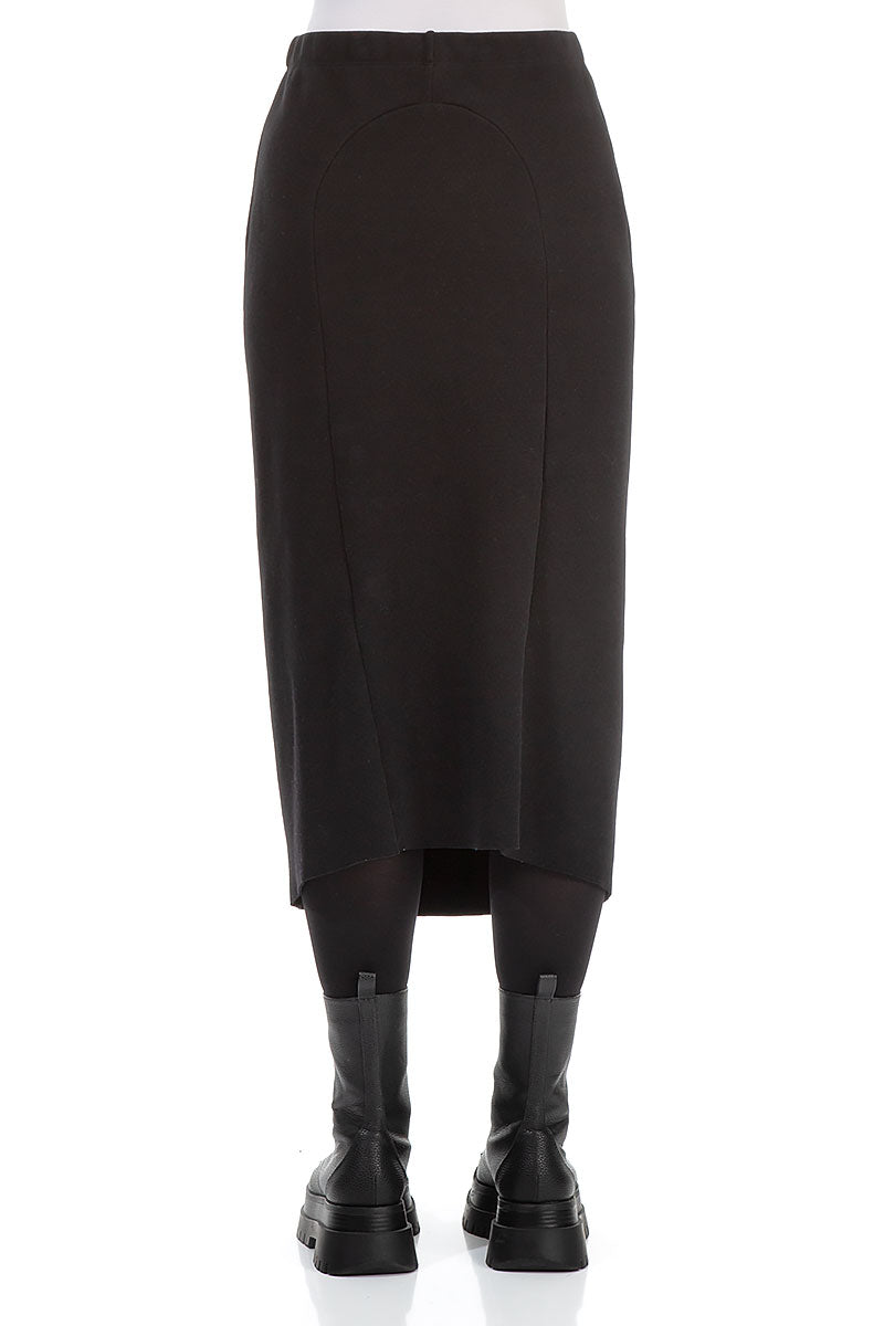 Black Cotton Pencil Skirt