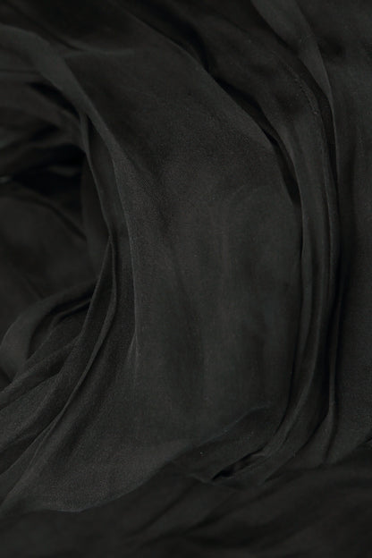 Black Crumpled Silk Chiffon Scarf