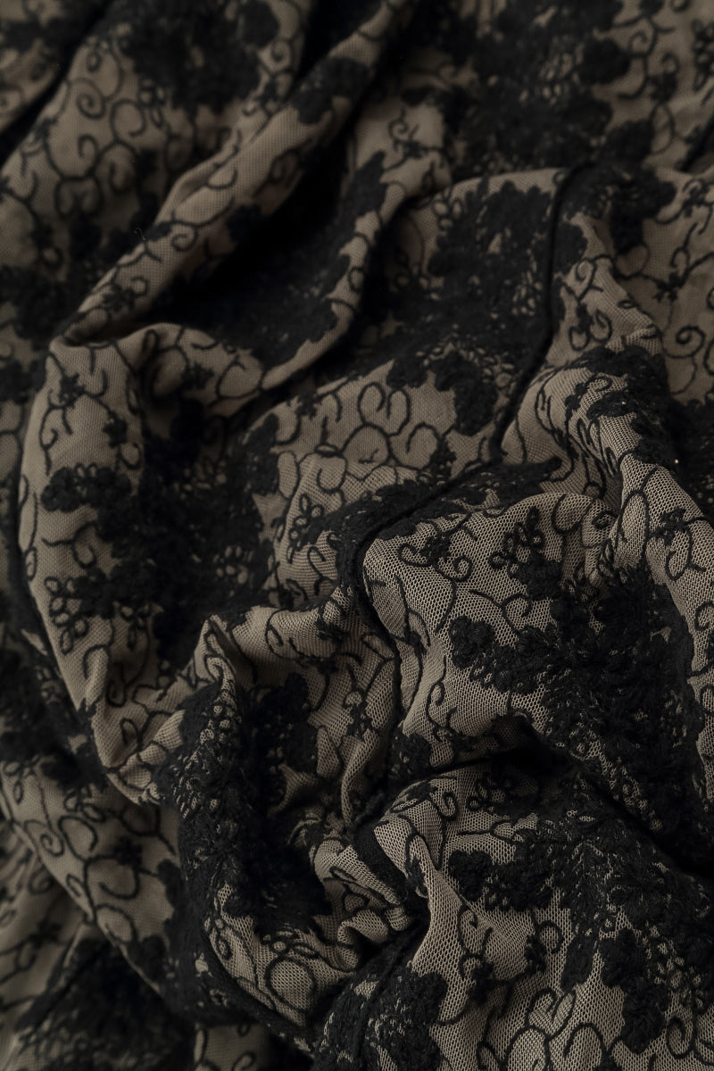 Black Floral Cotton Lace Blouse
