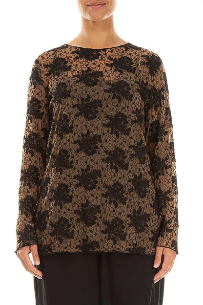 Black Floral Cotton Lace Blouse